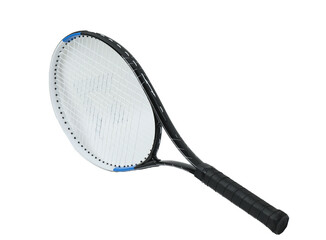 Tennis racket and ball on white background