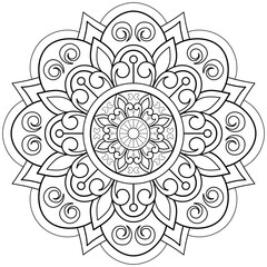 Mandala pattern Coloring book wallpaper design art. tile pattern greeting card sticker lace pattern and tattoo, yoga design. hand drawn mandala vector. on white background