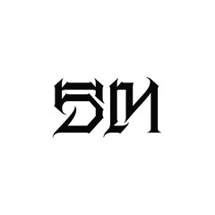 SM monogram logo design letter text name symbol monochrome logotype alphabet character simple logo