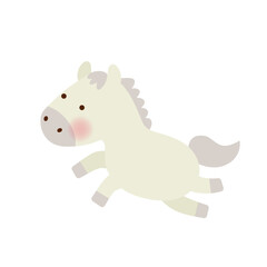 シンプルでかわいい白馬のイラスト（干支・午年）