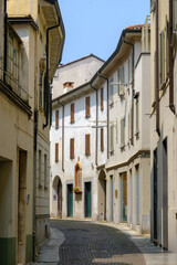Historic buildings along via del Popolo in Vigevano, Pavia, Italy