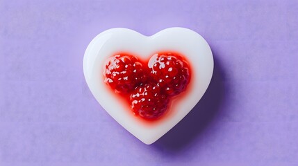 Fototapeta premium Heart Shaped Dish with Raspberry Jam, Sweet Valentine's Treat