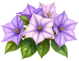 Bouvardia Flowers in Vintage Botanical Illustration Style, isolated on transparent background.