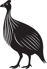 Helmeted guineafowl silhouette graphic vector, African bird clean minimal design