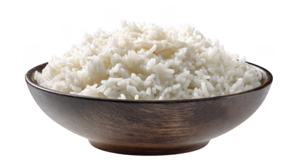 Bowl of white rice, isolated on transparent background