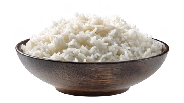 Bowl of white rice, isolated on transparent background