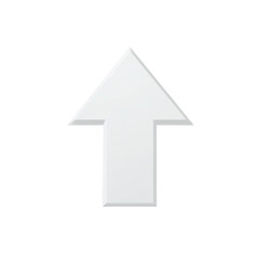 Flat white upward arrow icon with subtle gray gradient PNG