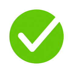 Flat white checkmark icon on bright green button PNG