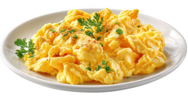Scrambled eggs isolated on transparent background