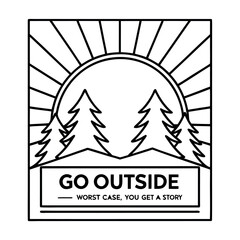 Pine trees sun rays adventure quote nature