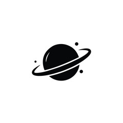 Saturn icon on white background, planet with rings symbol. Silhouette of a Saturn.