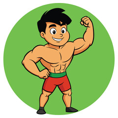 Cartoon Bodybuilder Posing