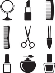 Fototapeta premium Makeup and Salon Accessories Vector Bundle