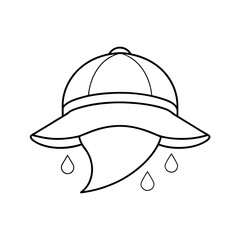 Rain Hat Line Art Minimal Vector