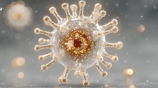 Microscopic Virus 3D Render with Medical Science.