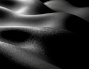 Black abstract terrain surface with soft rim lighting and deep shadow contrast, Ultra 4K