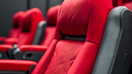 Luxury Red Movie Theater Seats Closeup