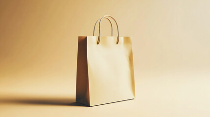 A mock-up of a blank craft package, featuring a white paper shopping bag with handles against a neutral background