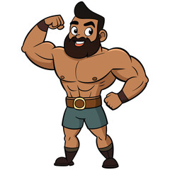 Strong Bodybuilder Posing with Flexed Arm