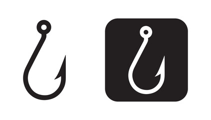Fish hook logo icon. Fishing hook silhouette vector eps 10