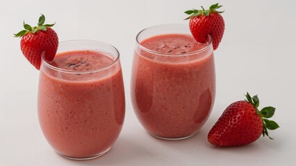Refreshing strawberry smoothie in elegant glasses