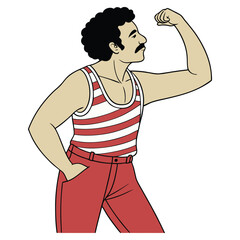 Retro Circus Strongman Flexing Muscles