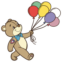 cartoon bear holding balloons