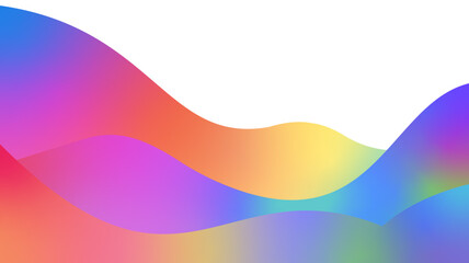 Abstract background with a vibrant, fluid gradient wave on a clean white backdrop. A colorful and dynamic design with a smooth, flowing form and copy space.