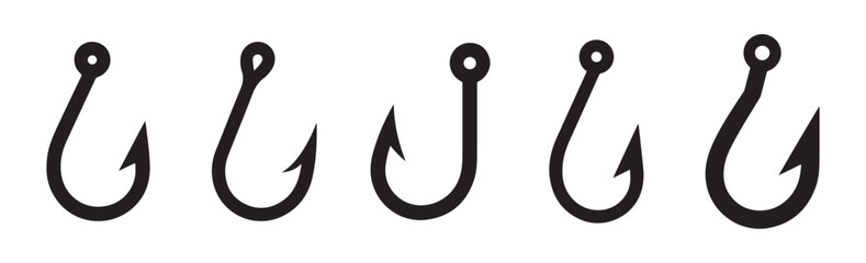 A collection of hook icons set. Catch fish symbol. Hook icon. Vector illustration eps 10