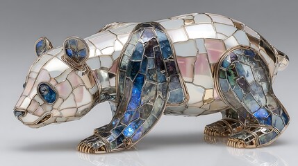 Fototapeta premium Pearl Panda Figurine with Art Deco, and Animal Sculpture.