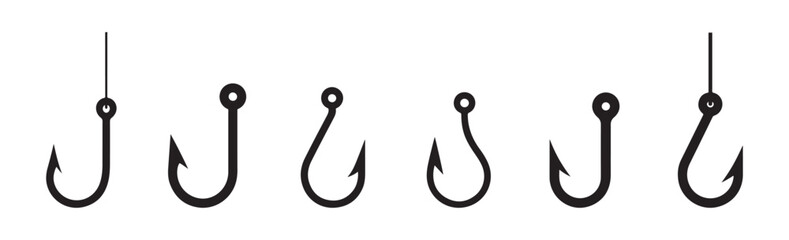 A collection of hook icons set. Catch fish symbol. Hook icon. Vector illustration eps 10