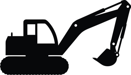 High resolution construction excavator silhouette for digital and print use