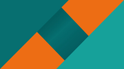 Abstract geometric background with layered squares in teal and orange with a gradient effect. A clean and modern design with a simple, sharp composition.