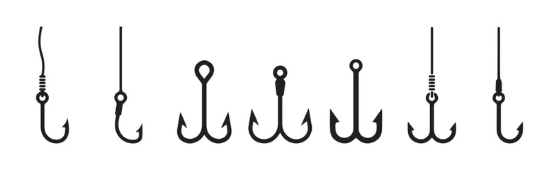 A collection of hook icons set. Catch fish symbol. Hook icon. Vector illustration eps 10