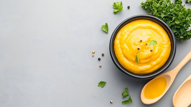Rustic Bowl of Soup with Wooden Spoon