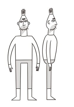 Character Design of a Young Man with a Funny Hairdo