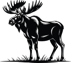 Vector black silhouette of a animals on a white background