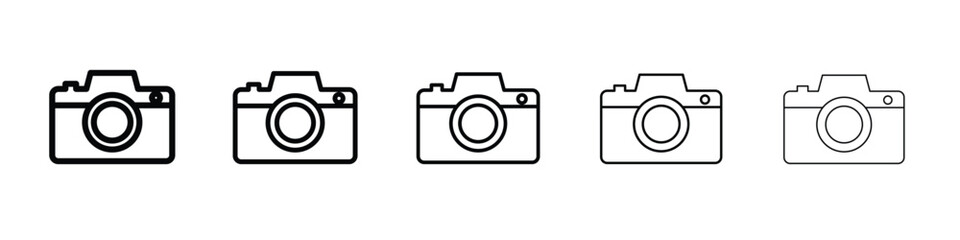 Camera icon vector in editable stroke linear pictogram