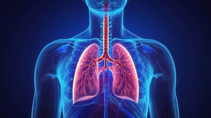 A simplified respiratory system diagram for study, with bold visuals and labeled components for beginners