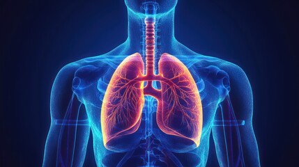 A simplified respiratory system diagram for study, with bold visuals and labeled components for beginners