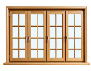 Wooden window frame window glass pane window design home improvement on transparent background