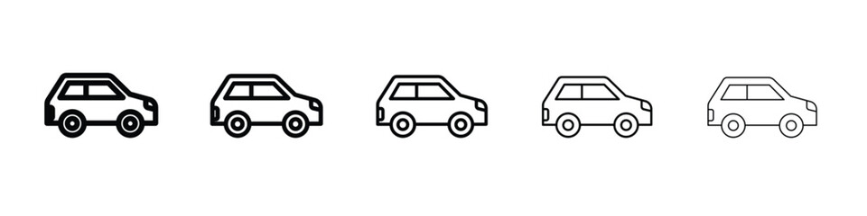 Compact car icon vector in editable stroke linear pictogram
