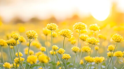 "Sunlit Field of Yellow Flowers"
