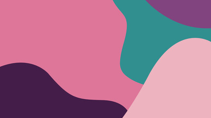 Abstract background with minimal organic shapes in pink, teal, and soft beige. A playful and clean design with a harmonious, modern composition.