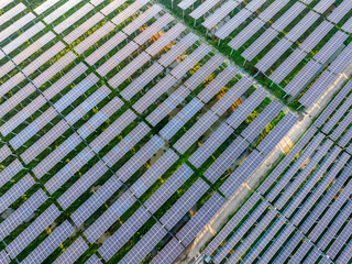 Aerial view of solar photovoltaic power station