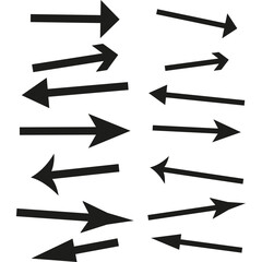 Mixed arrow icons. Varied direction symbols. Bold pointing Vector. Dynamic navigation set