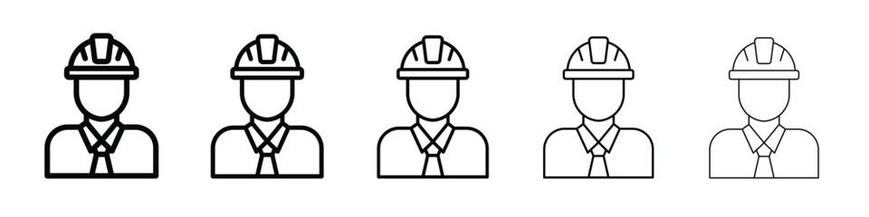 Engineer icon vector in editable stroke linear pictogram