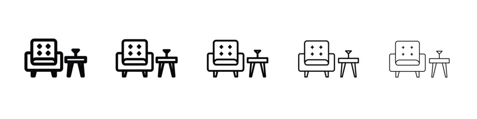 Lounge icon vector in editable stroke linear pictogram