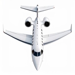 White Private Jet Airplane Top View