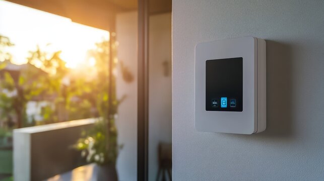 A smart solar inverter installed in a modern home, managing rooftop panel energy and powering appliances seamlessly - Powered by Adobe